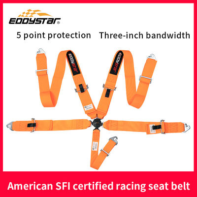 qualità  EDDYSTAR Nylon Drift Car Racing Seat Belt Orange Color 5 Point Seat Belt fabbrica